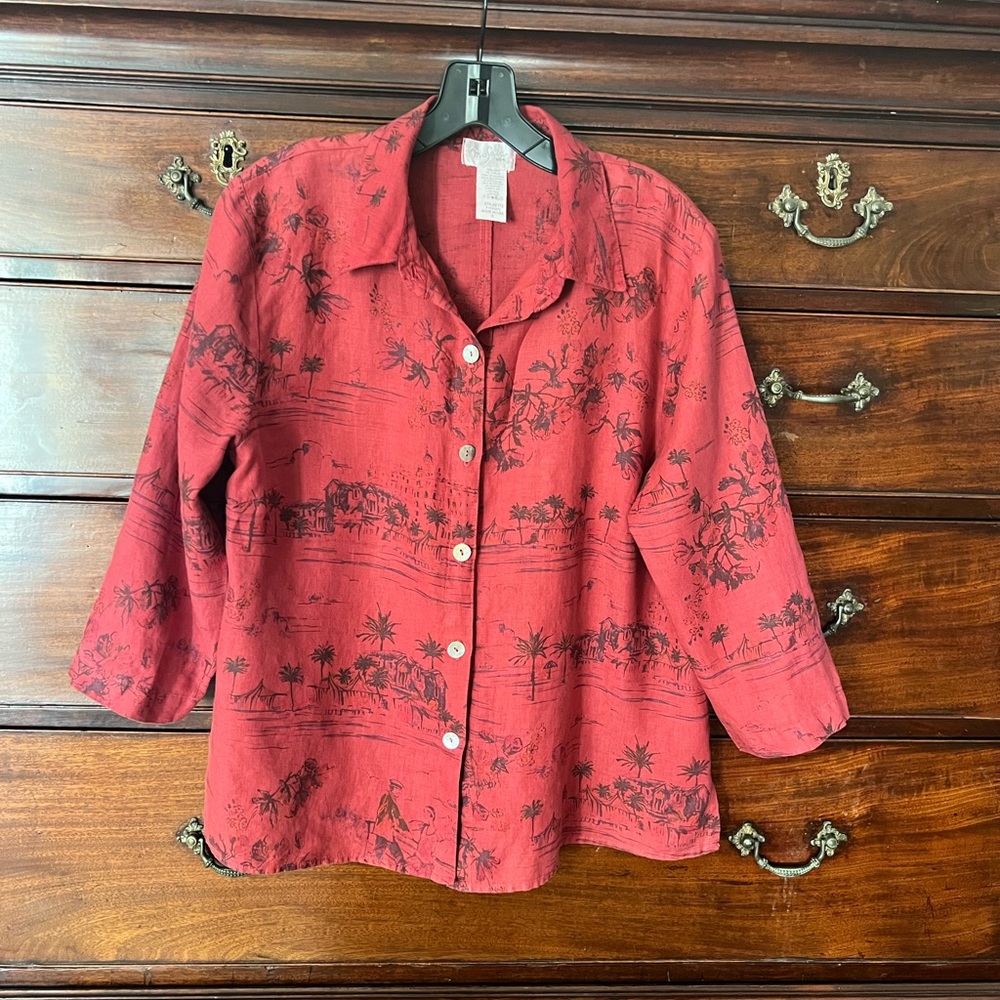 Burgundy Linen Shirt -S